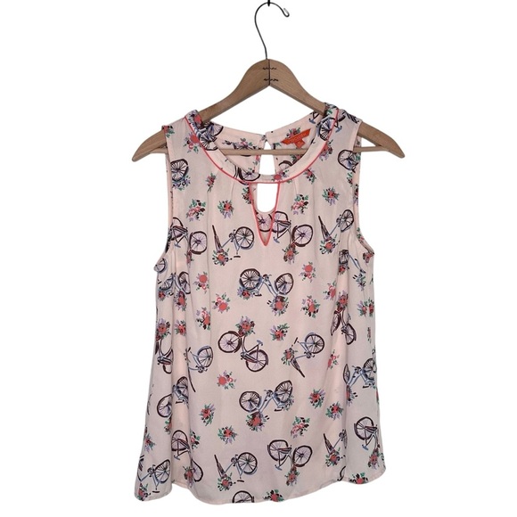 Modcloth | Floral Bicycle Pattern Sleeveless Blouse Size Medium - Picture 1 of 6